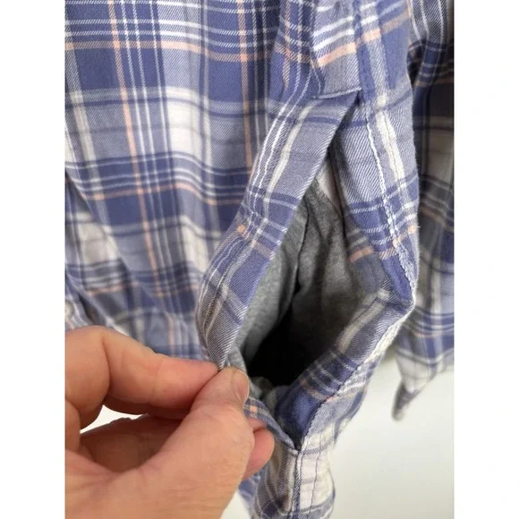 LL Bean Women's Sz Small Plaid Lined Shirt Shacket Periwinkle Purple Flannel - Picture 4 of 9
